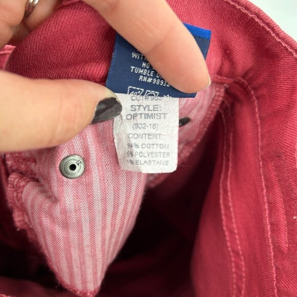 PRINCIPLE DENIM Red Pink Optimist Cropped Straight Leg Frayed Hem Jeans Size 25 - Picture 9 of 9